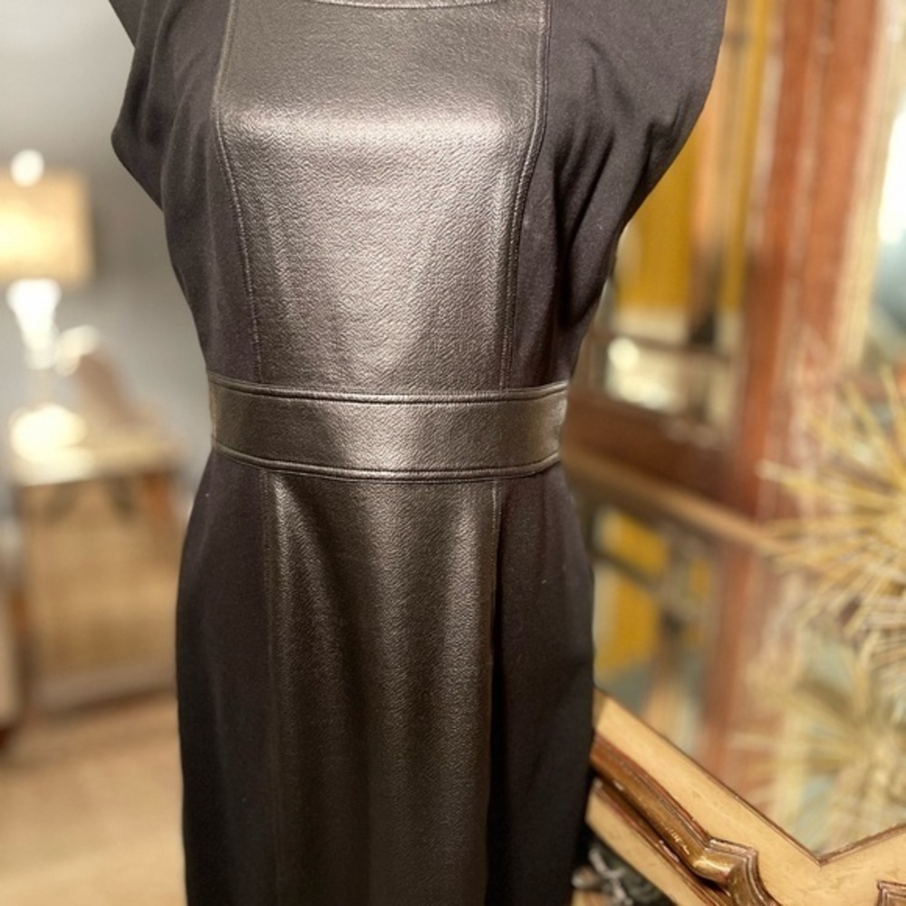 BCBG MaxAzria Faux Leather Bodycon little black dress Sz.M. EUC